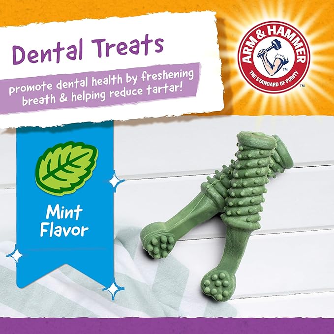 Arm & Hammer for Pets Smilies Dental Chews for Dogs | Dental Chews Fight Bad Dog Breath, Plaque & Tartar Without Brushing | Fresh Mint Flavor, 8 Pieces Dog Dental Treats, 4 Pack