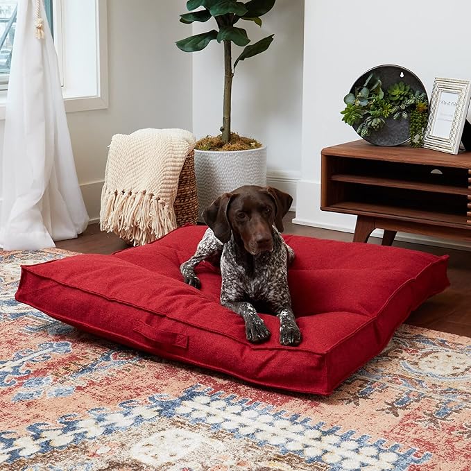 South Pine Porch Mila Square Tufted Pillow Style Dog Bed, Scarlet, Large (40" x 40")