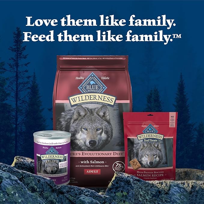 Blue Buffalo Wilderness Natural High-Protein Dry Food for Adult Dogs, Salmon Recipe, 4.5-lb. Bag