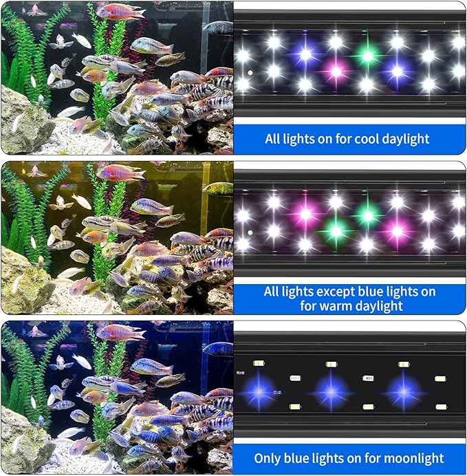 AQUANEAT LED Aquarium Light for 18 to 24 Inch Fish Tank, Auto On Off with Timer, Full Spectrum, Adjustable Brightness, Daylight Moonlight Mode, for Fresh Water Low-to-Mid Light Plants