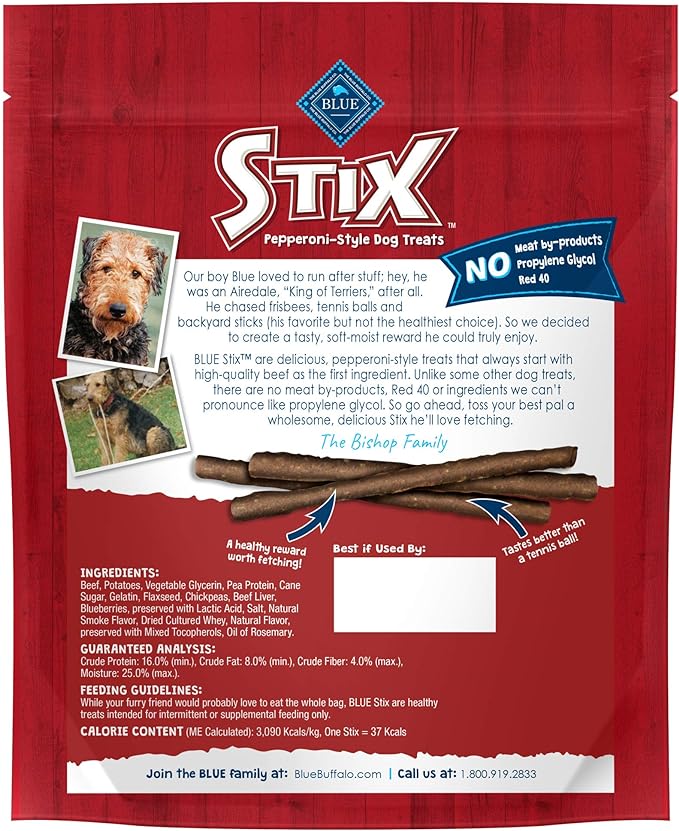 Blue Buffalo Stix Natural Soft-Moist Dog Treats, Beef Recipe 13-oz Bag