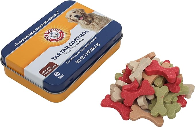 Arm & Hammer for Pets Tartar Control Dental Mints for Dogs | Dog Dental Mints Help Reduce Plaque & Tartar Buildup Without Brushing | Beef Flavor, 40 Count