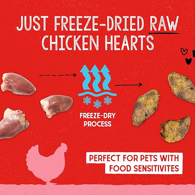 Stella & Chewy's Freeze-Dried Raw Single Ingredient Chicken Hearts Dog Treats, 3 oz. Bag