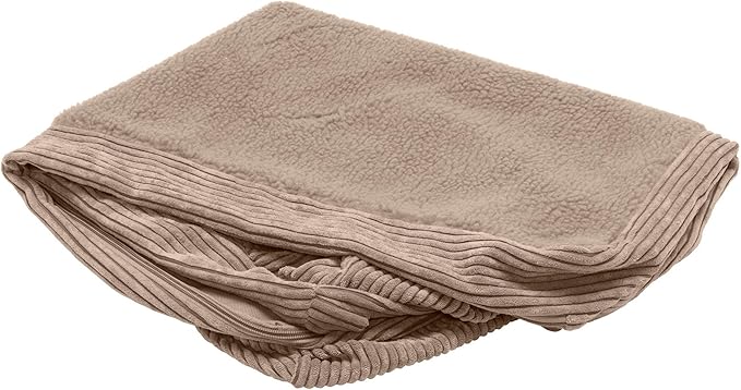 Furhaven Replacement Dog Bed Cover Fleece & Corduroy Chaise, Machine Washable - Sandstone, Small