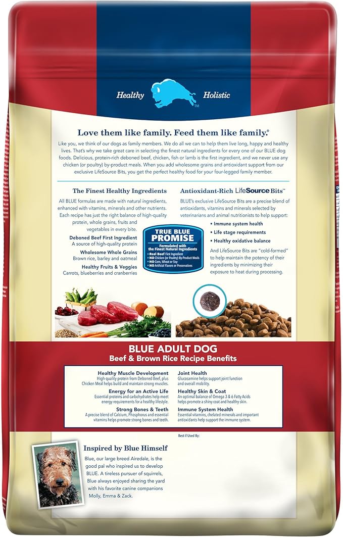 Blue Buffalo Life Protection Formula Adult Dry Dog Food, Helps Build and Maintain Strong Muscles, Made with Natural Ingredients, Beef & Brown Rice Recipe, 30-lb. Bag