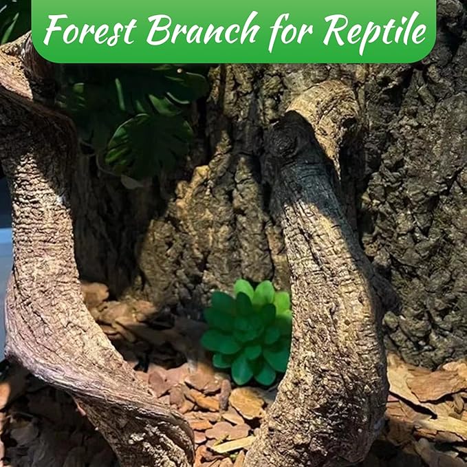 Reptile Climbing Branch Decor Wood Snake Terrarium Branches Lizard Habitat Decorations Wooden Tree Trunk Ornament for Bearded Dragon Geckos Chameleon Frog Pack of 4 (14-16 inch)