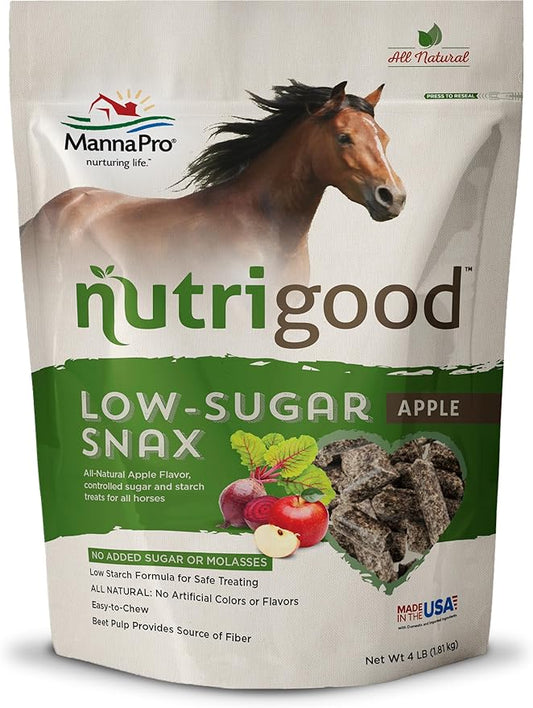 Manna Pro Nutrigood Low-Sugar Snax | Apple Flavor Horse Treats | 4 Pounds