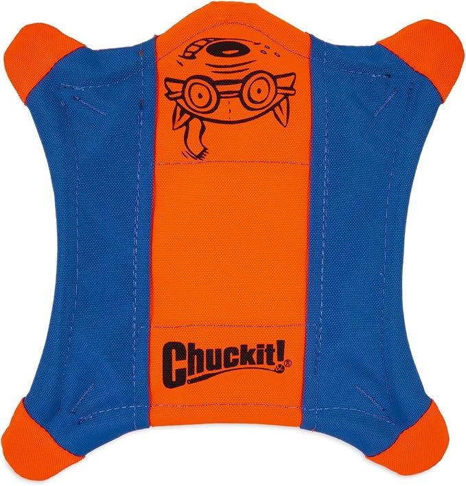 Chuckit! Flying Squirrel Fetch Dog Toy, Size Medium (9.5" Diameter), Orange & Blue, for Medium Dog Breeds & Indoor Fetch Ball Dog Toy (4.75 Inch), Orange and Blue