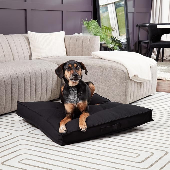 South Pine Porch Mila Square Tufted Pillow Style Dog Bed, Black, Medium (32" x 32")