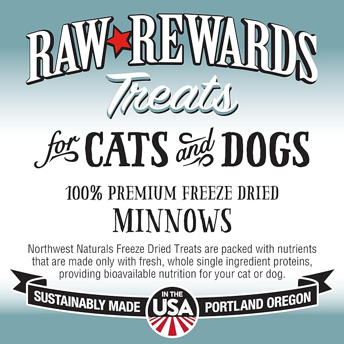 Northwest Naturals Raw Rewards Freeze-Dried Minnow Treats for Dogs and Cats - Bite-Sized Pieces - Healthy, 1 Ingredient, Human Grade Pet Food, All Natural - 1 Oz (Pack of 3) (Packaging May Vary)