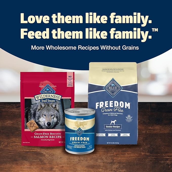 Blue Buffalo Freedom Grain-Free Senior Dry Dog Food, Provides Energy To Stay Active, Made in the USA with Natural Ingredients, Chicken & Potatoes, 24-lb. Bag