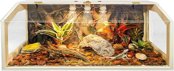 68 Gallon Reptile Terrarium Tank Large 48 Inch Lizard Tank Bearded Dragon Tank with Roof Door, Snake Tank with Built-in Lamp Fixture and Switch, Side Windows, 48 Inch