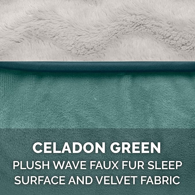 Furhaven Replacement Dog Bed Cover Perfect Comfort Plush & Velvet Waves Sofa-Style, Machine Washable - Celadon Green, Jumbo (X-Large)