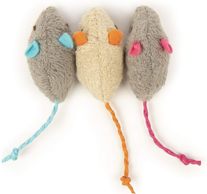 SmartyKat (3 Count) Skitter Critters Catnip Cat Toys - Gray/Cream, 3 Count