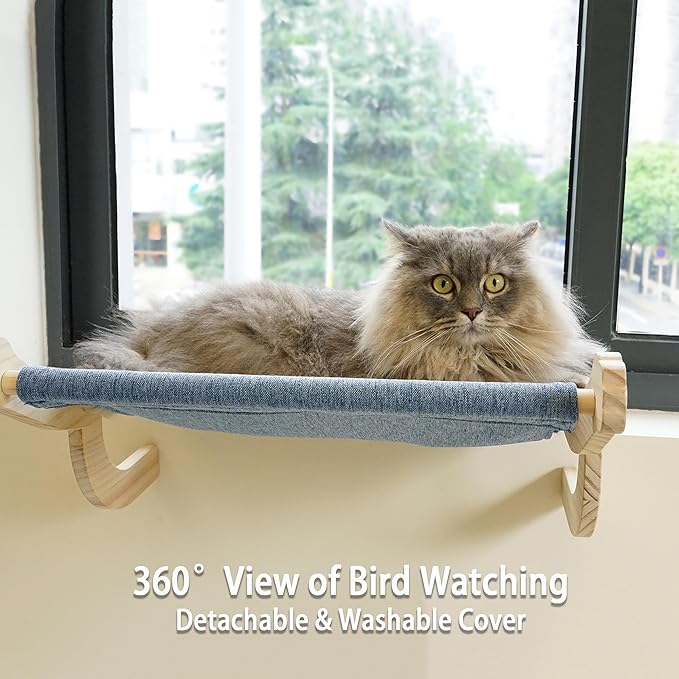 Cat Window Perch, Window Sill Cat Hammock, Indoor Cat Window Seat Window Shelves, Adjustable Windowsill Perch for Large Cats