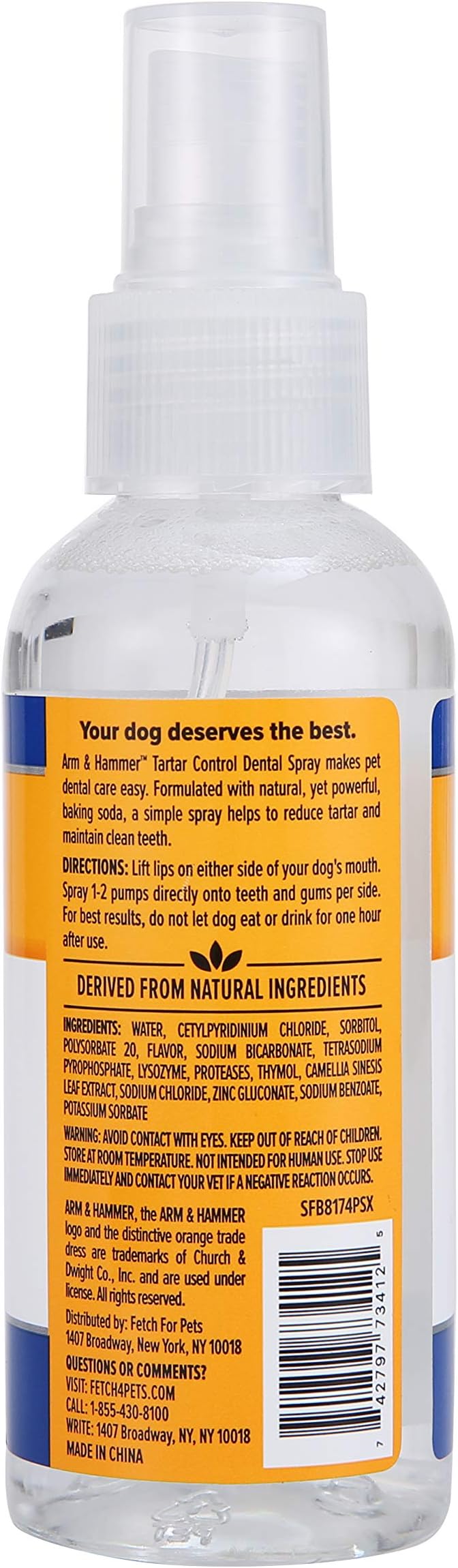 Arm & Hammer for Pets Tartar Control Dental Spray for Dogs | Dog Dental Spray Reduces Plaque & Tartar Buildup Without Brushing | Mint Flavor, 4 Ounces