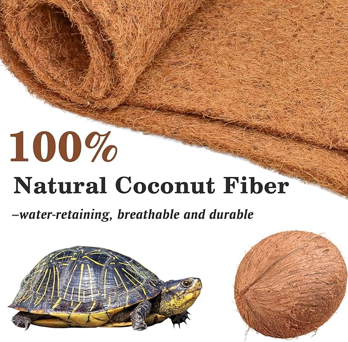 ZeeDix 3 Rolls Coconut Fiber Reptile Substrate Mat, 16 x 36 inches Natural Coco Mat Reptile Carpet Coco Fiber Liner Turtle Bedding Reptile Terrarium Liner for Lizard Snake Turtle Gecko Bearded Dragon