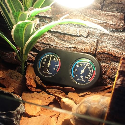 Reptile Terrarium Hydro-Thermograph and Humidity Gauge,Dial Gauges Pet Rearing Box Celsius and Fahrenheit