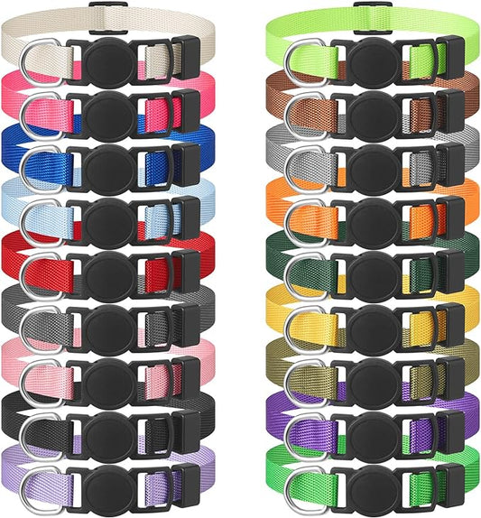 Safe 18 PCS Puppy Collars for Small Puppies Litter Set,18 Colors Soft Nylon Breakaway Small Dog Collar,Adjustable Whelping Supplies Collar(S)