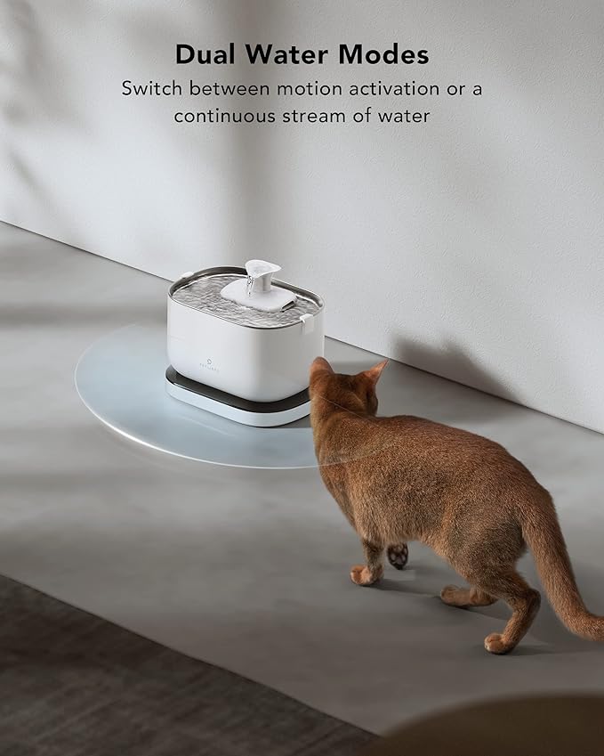 PETLIBRO Cat Water Fountain,Wireless Pet Fountain Battery Operated,2.5L/84oz Dockstream Automatic Dog Water Dispenser for Drinking with Quiet Pump Inside Stainless Steel Tray Easy Clean BPA-Free