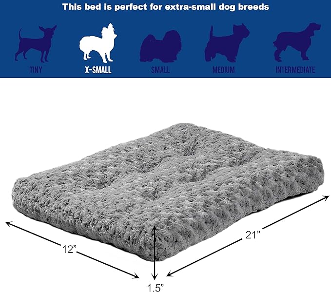 MidWest Homes for Pets Deluxe Dog Beds | Super Plush Dog & Cat Beds Ideal for Dog Crates | Machine Wash & Dryer Friendly, 1-Year Warranty,Gray