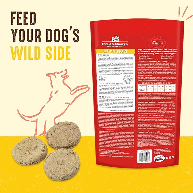Stella & Chewy's Freeze Dried Raw Dinner Patties – Grain Free Dog Food, Protein Rich Chewy’s Chicken Recipe – 14 oz Bag