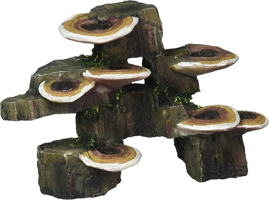 Penn-Plax Deco-Replicas Tree Trunk with Shelf Mushrooms Aquarium Decoration – Safe for Freshwater and Saltwater Fish Tanks – Small