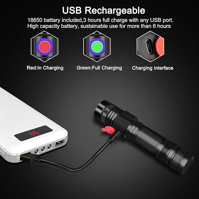 DARKBEAM UV 365nm Flashlight Blacklight Rechargeable USB, Wood's lamp Handheld Ultraviolet Black Light LED Portable, Pet Urine Detector, Resin Curing, Anti-Counterfeit, Fluorescent Detection