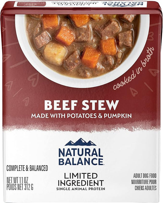 Natural Balance Limited Ingredient Adult Grain-Free Stew Wet Dog Food, Beef with Potatoes & Pumpkin, 11 Ounce (Pack of 12)