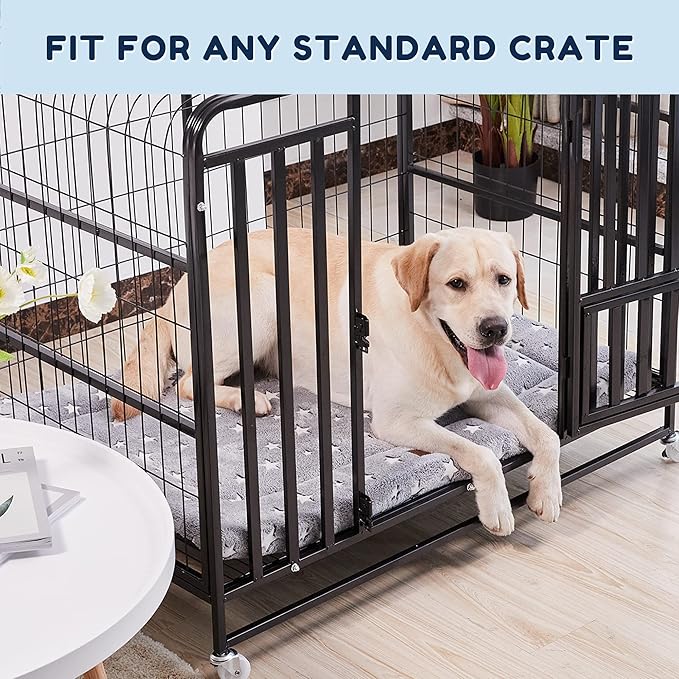 Dog Crate Bed, Comfortable Crate Dog Bed with Soft Star Prints, Washable Dog Crate Pad, Anti Slip Bed for Dog Crate,Grey