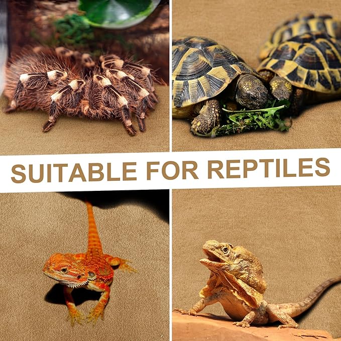 4 Pcs Reptile Carpet Pet Terrarium Floor Liners Bedding Substrate Liner Supplies Reptile Cage Mat Tank Accessories for Lizard Bearded Dragon Tortoise Snake Leopard (Coffee,39 x 20 Inch)