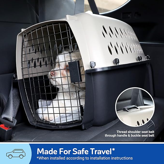 Petmate Vari Dog Kennel 19", Taupe & Black, Portable Dog Crate for Pets up to 10lbs, Made in USA