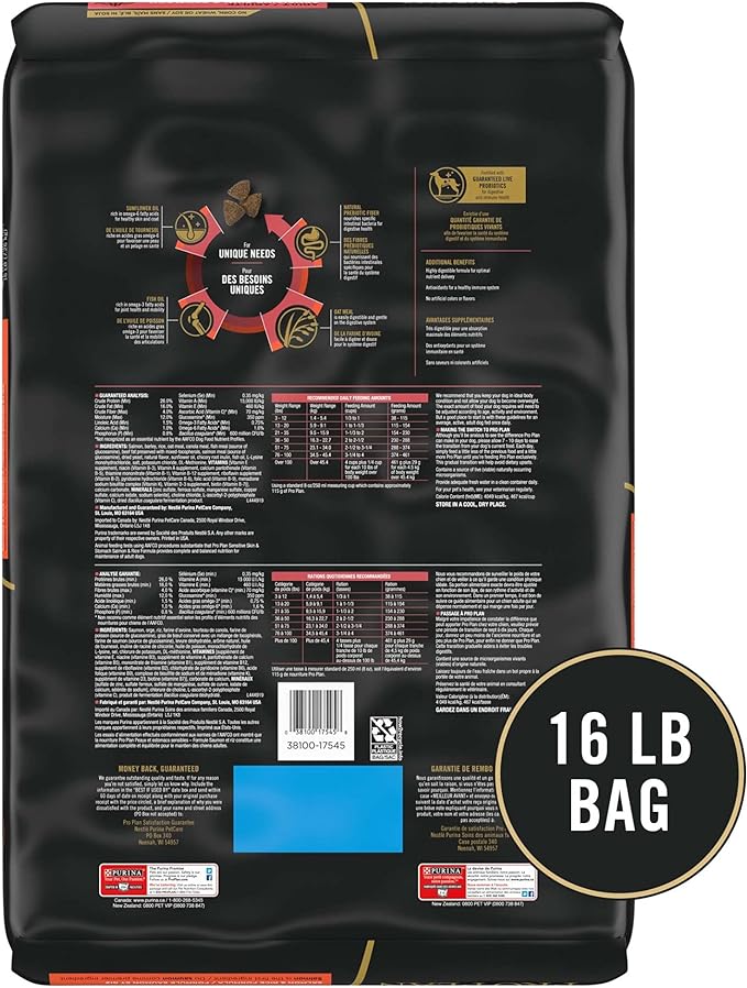 Purina Pro Plan Sensitive Skin and Stomach Dog Food Salmon and Rice Formula - 16 lb. Bag