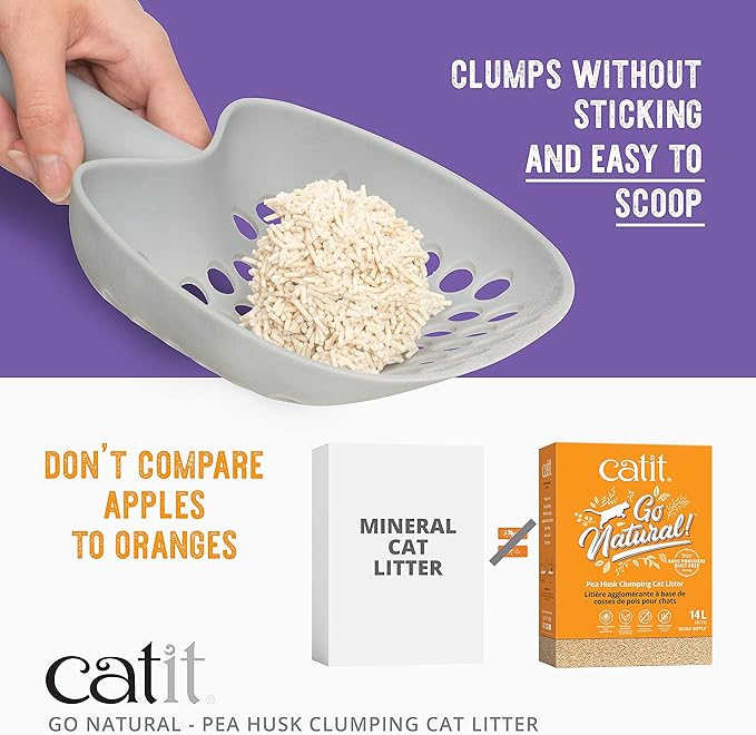 Catit - Go Natural Pea Husk Clumping Cat Litter - Lightweight, Dust Free, Easy Cleaning & Scooping, Flushable Kitty Litter with Odor Control & Subtle Fragrance - 12.3 Lbs, Lavender Scented