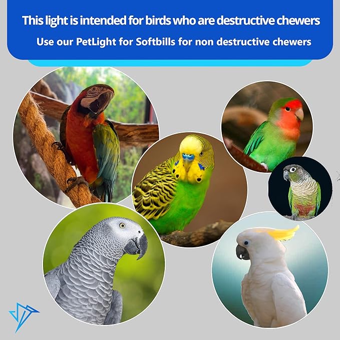 HappyBird Lighting Bird Cage Light with Chew Guard - Full Spectrum LED Pet Light - Simulates Natural Environment - Safe for Hookbill Birds – Easy to Install - (18" Long)