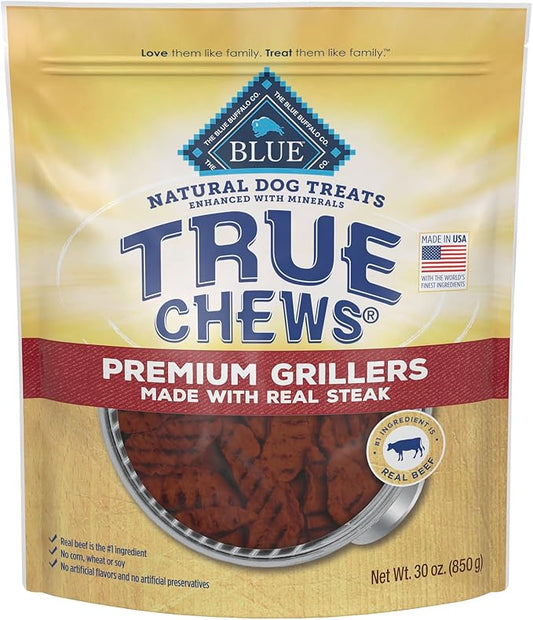 Blue Buffalo True Chews Premium Grillers Natural Dog Treats, Steak 30 oz bag