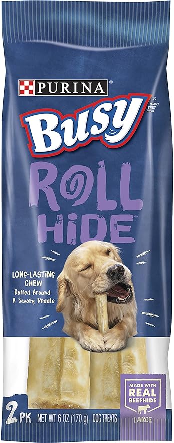 Purina Busy Rollhide Chew Treat - for Large Dogs - 2 Count Treats Per Package - Net Wt. 6 OZ (170 g) Per Package - Pack of 2
