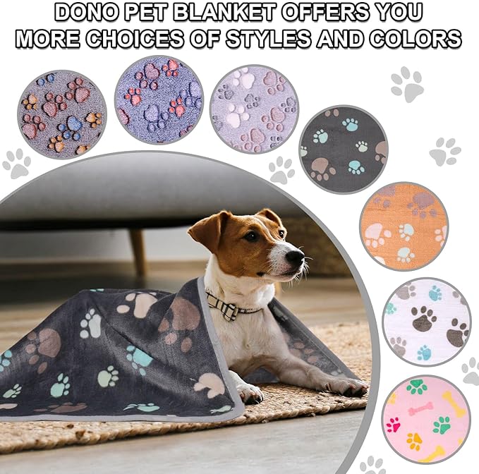 Dono 1 Pack 3 Dog Blankets, Soft Fluffy Fleece Pet Blanket Warm Sleep Mat Paw Print Design Puppy Kitten Throw Blanket Doggy Mat, Blanket for Dogs