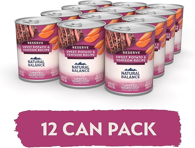 Natural Balance Limited Ingredient Adult Grain-Free Wet Canned Dog Food, Reserve Sweet Potato & Venison Recipe, 13 Ounce (Pack of 12)