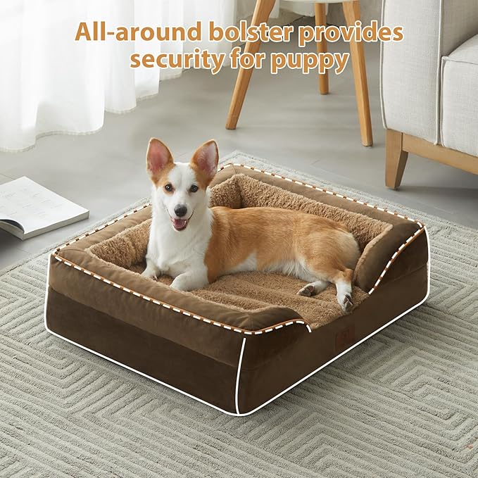 WNPETHOME Waterproof Dog Beds for Large Dogs, Orthopedic L Dog Bed with Sides, Big Dog Couch Bed with Washable Removable Cover, Pet Bed Sofa with Non-Slip Bottom for Sleeping