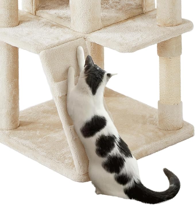 Yaheetech 70in Multi-Level Cat Tree Tall Cat Tower Cat Furniture with Condo, Scratching Posts & Dangling Ball for Indoor Cats Activity Center, Beige