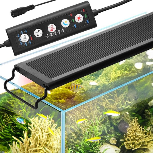 VEVOR Aquarium Light, 26W Full Spectrum Fish Tank Light with 24/7 Natural Mode, Adjustable Timer & 5-Level Brightness, with Aluminum Alloy Shell Extendable Brackets for 30"-36" Freshwater Planted Tank