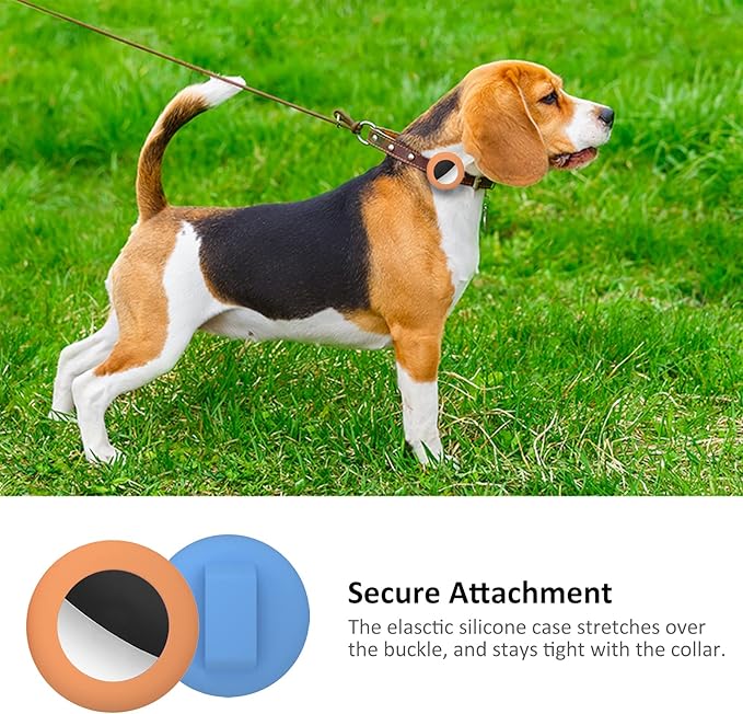 2022 Airtag Cat Collar Holder, Small Air tag Cat Collar Holder Compatible with Apple Airtag GPS Tracker, 2Pack Waterproof Case Cover for Cat Dog Pet Collar Within 3/8 inch (Orange&SkyBlue)