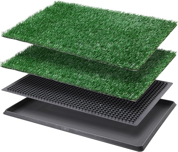 LOOBANI Dog Grass Pad with Tray Large, Indoor Dog Potties for Apartment and Patio Training, with 2 Packs Loobani Dog Grass Pee Pads for Replacement (Tray Potty 20 * 30inch)