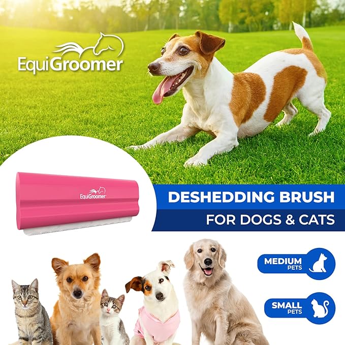 EasyGroomer Deshedding Brush for Dogs Cats | Pink | Undercoat Tool for Large and Small Pets | Comb Removes Loose Dirt, Hair and Fur | Perfect Clean for Short and Long Hair Grooming Shedding