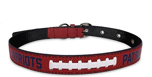 Pets First Tough Leather Pet Collar NFL New England Patriots Premium Dog Collar, Limited Edition, Best & Strongest Heavy-Duty Dog Collar!, Large (20-29"" Long & 1"" Wide), NEP-3081-LG