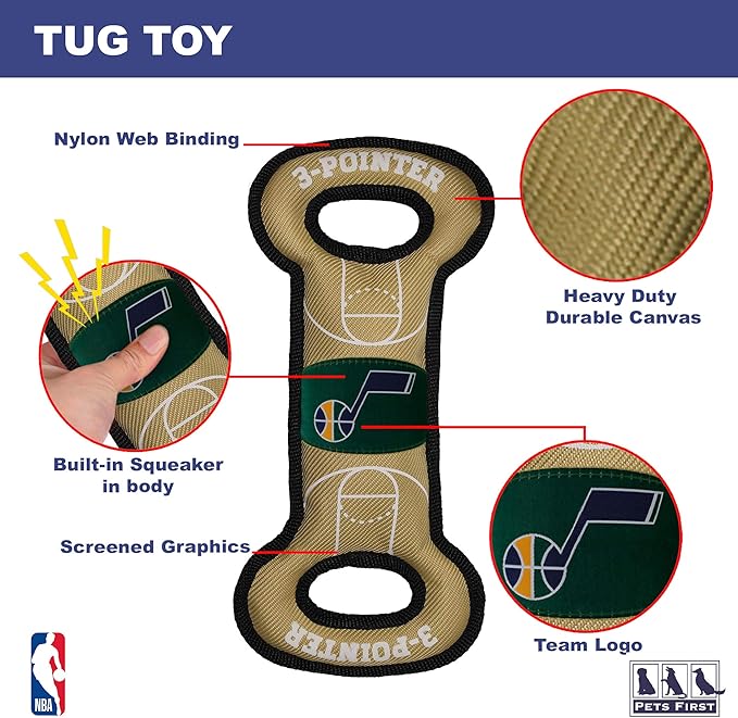 NBA Utah Jazz Field Toy. - Tough Nylon Pet Toy with Double Trim Stitching & Inner Squeaker