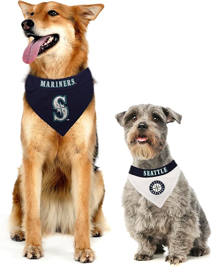 Pets First MRN-3217-S-M MLB Seattle Mariners Reversible Pet Bandana, Small/Medium, MLB Team Color