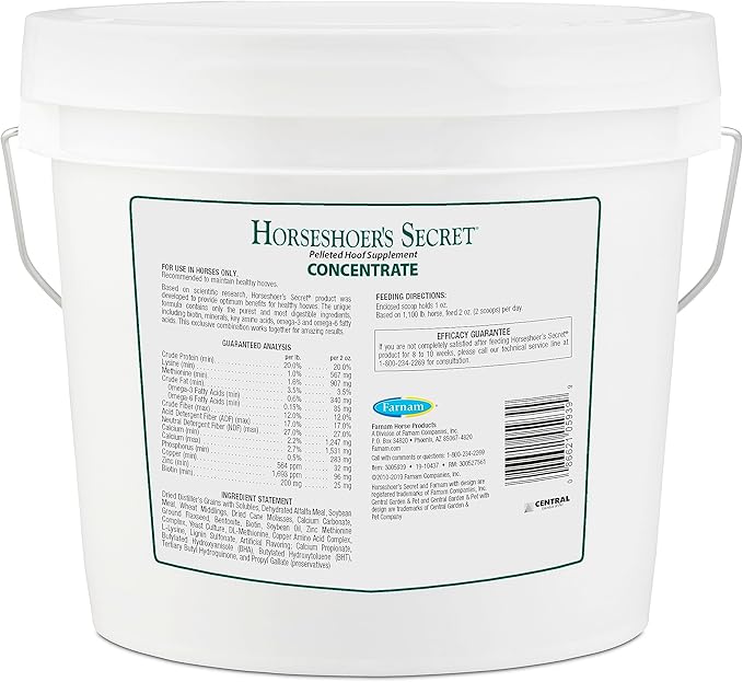 Farnam Horseshoer's Secret Pelleted Hoof Supplements Concentrate, Economic formula with 25 mg. of biotin per 2 oz. serving, 3.75 lb., 30 day supply