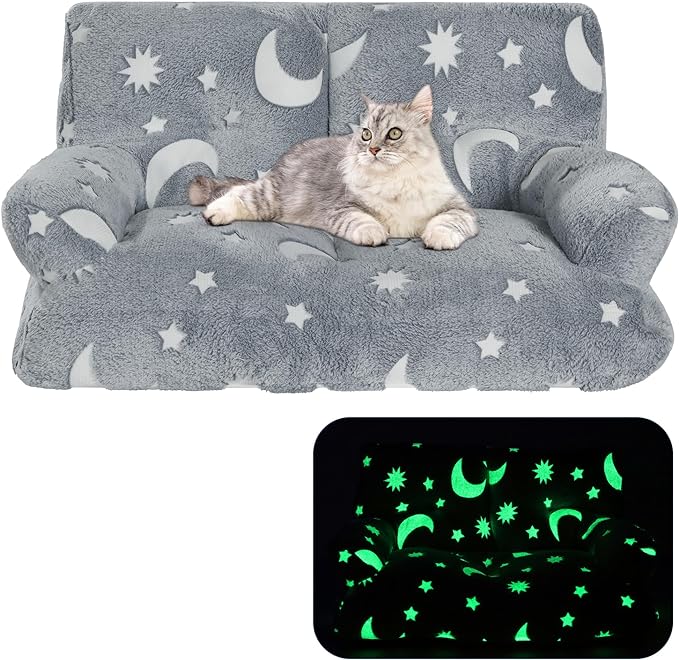 Glow-in-The-Dark Cat Couches for Indoor Cats,Pet Couch Bed with Non-slip Bottom,Pet Sofa Bed for Puppy Sleeping,Playing